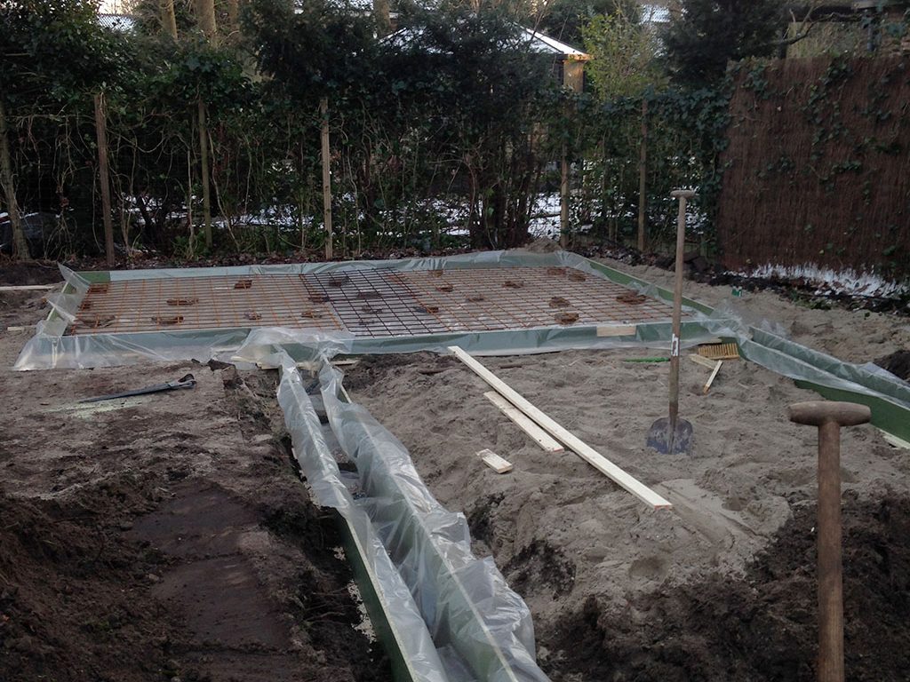 Bouw tuinschuur grondwerk